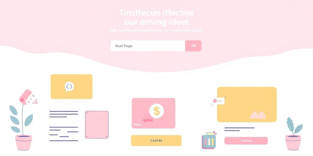 Landing page design in pastel colors.