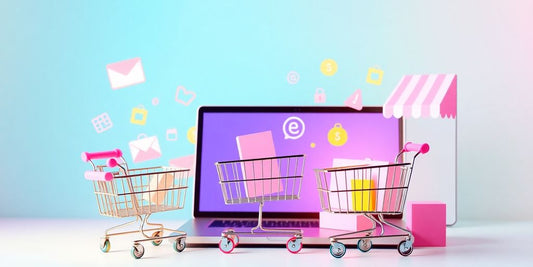 Imagen abstracta de ecommerce con colores pastel.