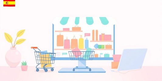 Illustration of an online shop with products and cart.