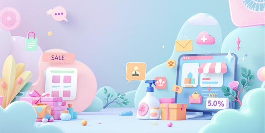 Illustrative pastel colors of e-commerce.