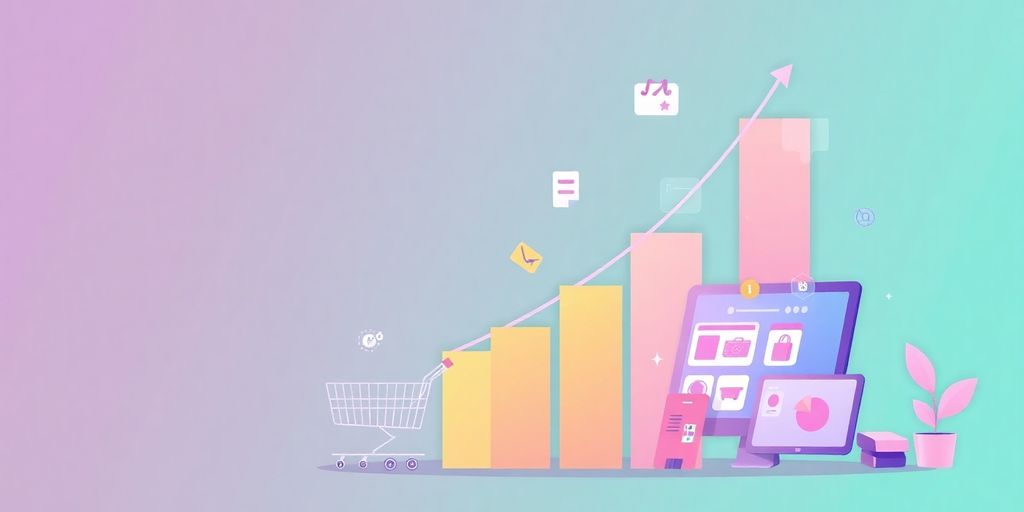 Pastel-colored image of growing e-commerce.