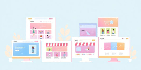 Web templates for ecommerce in pastel colors.