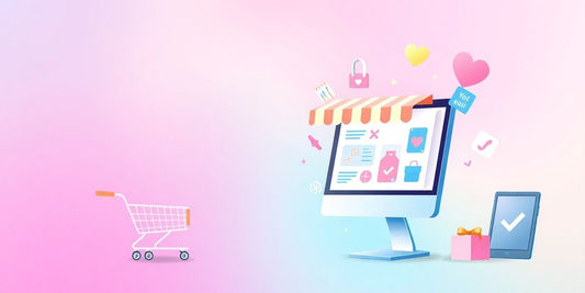 Pastel colors representing e-commerce.