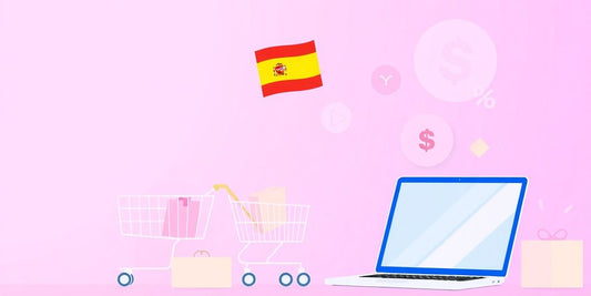 Elementos de compra online en colores pasteles.