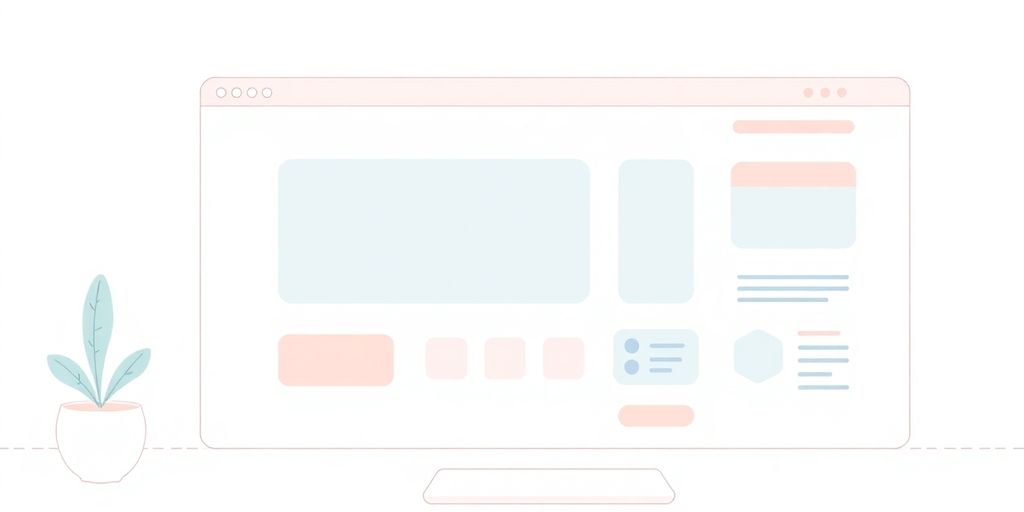 Website interface in pastel colors.