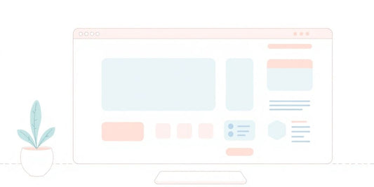 Website interface in pastel colors.