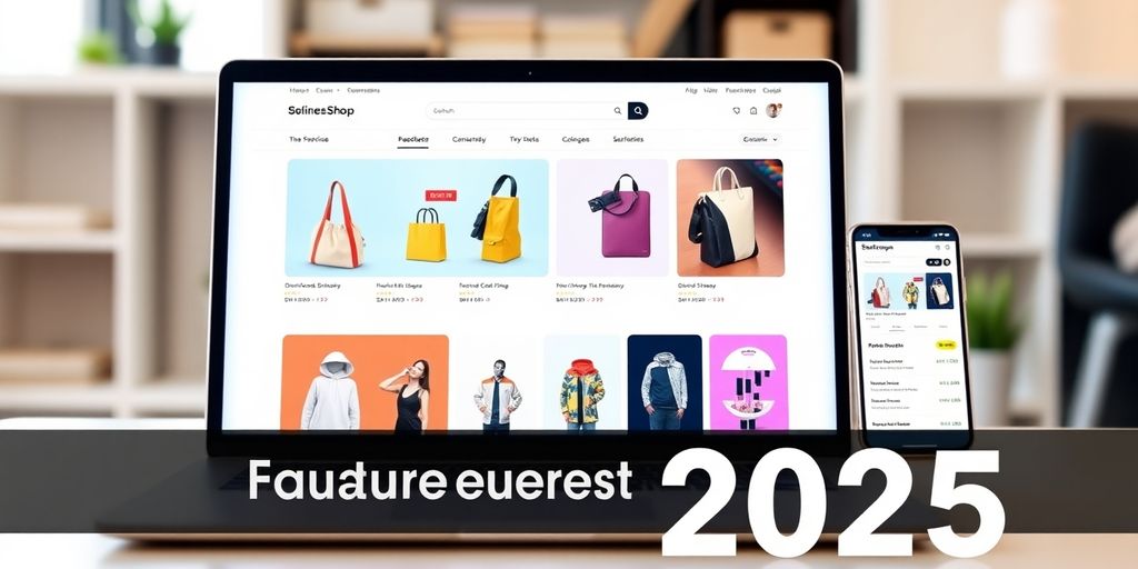 Interface moderne de boutique en ligne sur un portable.