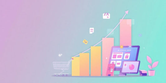 Pastel-coloured image of growing e-commerce.