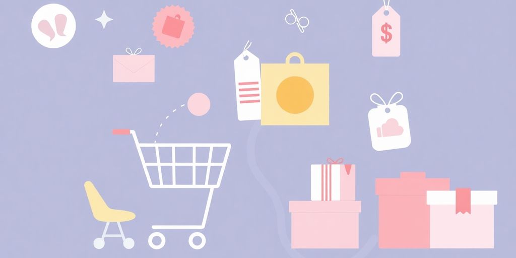 Illustration of online shopping and discounts on cake.