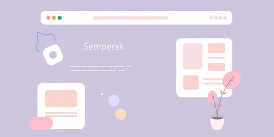 Illustration of web page design in pastel colours.