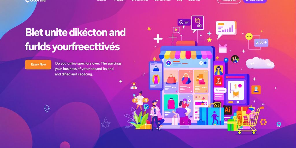 Interface de boutique en ligne vibrante avec des produits colorés.
