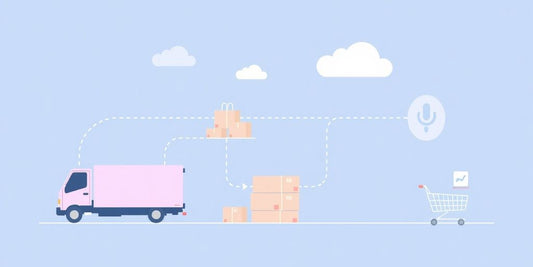 Pastel-colored illustration of online shipments.