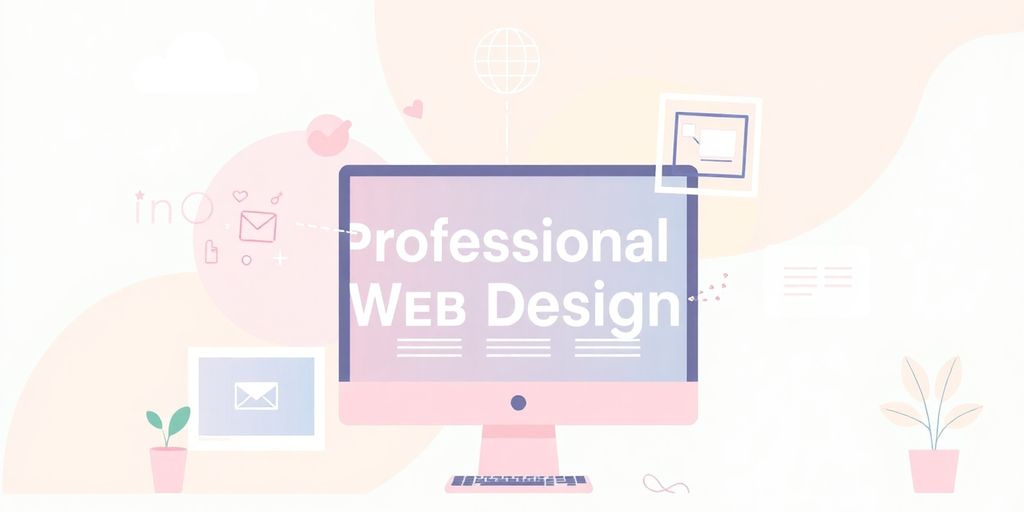 Conception de site web professionnel en couleurs pastel et éléments visuels.