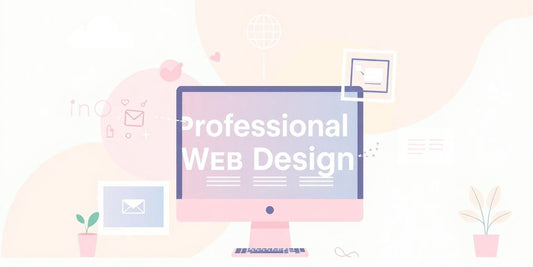 Conception de site web professionnel en couleurs pastel et éléments visuels.