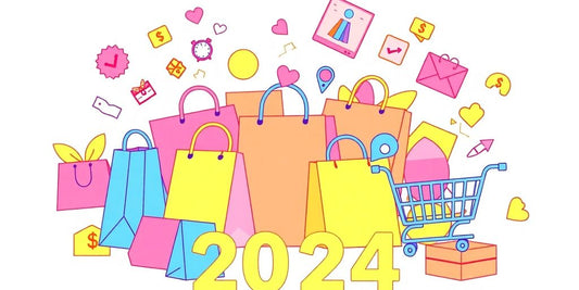 Illustration of online shopping in pastel colors.