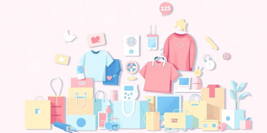 Illustration with dropshipping products in pastel colours.