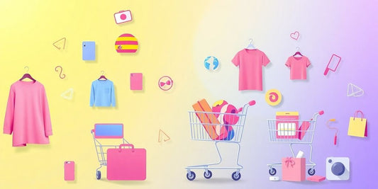 Pastel illustration depicting e-commerce.