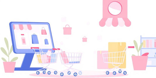 Colorful illustration of e-commerce without words.