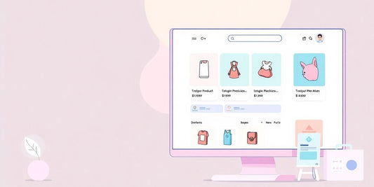 Online shopping interface in pastel colours.