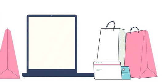 Illustration de shopping en ligne économique avec des couleurs pastel.