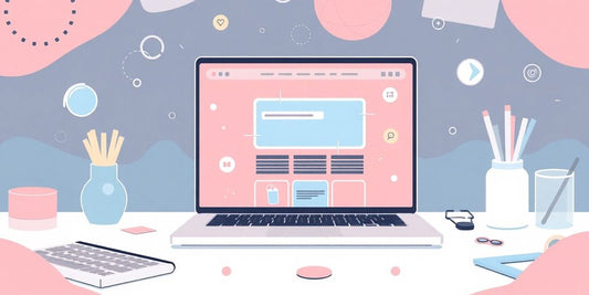 Illustration of modern web design in pastel colours.