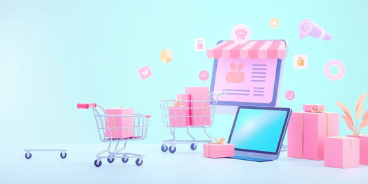 Colorful and pastel image about e-commerce.