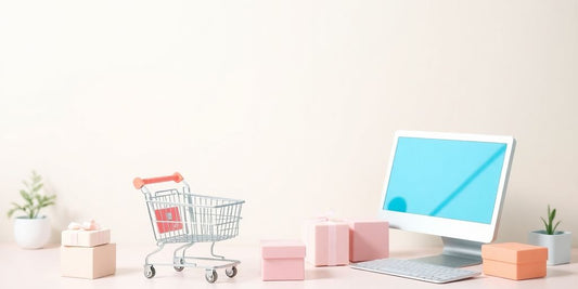 Pastel-colored image about ecommerce without letters.