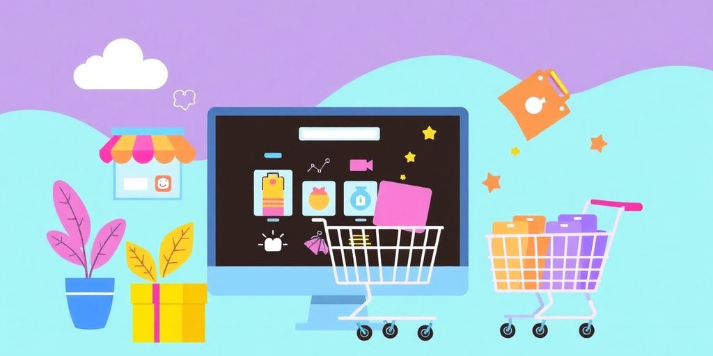 Ilustración de compras en línea para dropshipping.