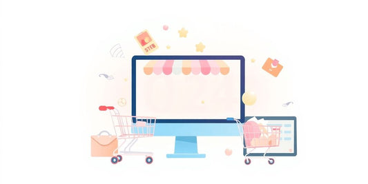 Illustration in pastel tones about online commerce.